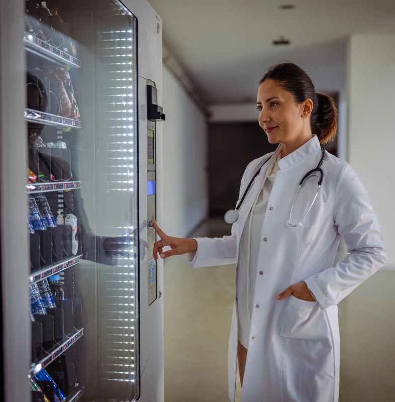 Physician at vending machine